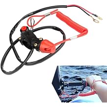 1 PC Motorcycle Boat Safety Kill Stop Switch, with Connector Tether Lanyard, Beach Car Sccessories 49CC-250CC, for Outboard Motors, ATV Boat, Motocross Black