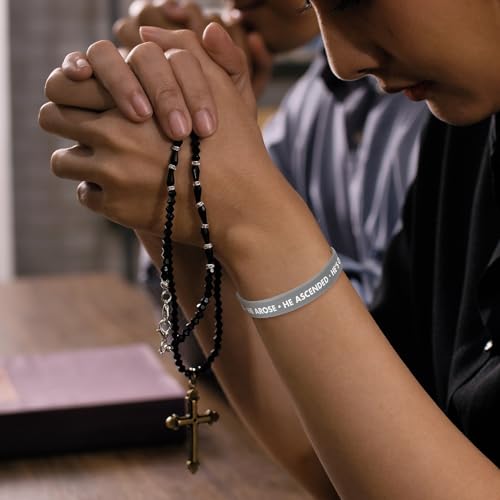 400 Pcs Christian Religious Bracelet He Came Died Arose Ascended Coming Back Wristbands Witness Bracelet Gospel Message Jesus Christian Wristbands Easter Gifts3