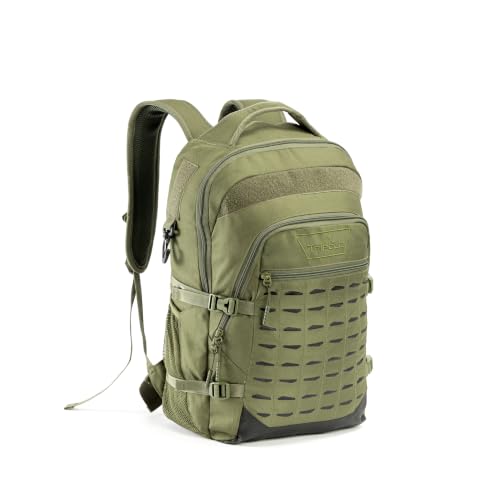 Image of Tripole Falcops 32L Tactical Laptop Backpack with Laser-Cut MOLLE Webbing | Water Repellent | for Daily use, Army, Office & Outdoor | 3 Year Warranty (Olive Green)