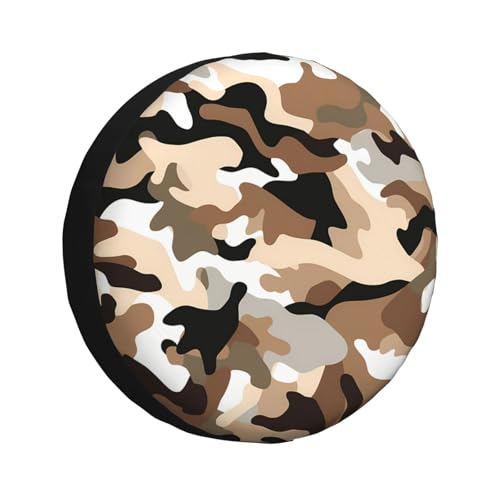 REVENEVER Spare Tire Cover for RV SUV Car Funny Brown Camouflage Print Waterproof Dustproof Tire Cover for JP Camper Travel Trailer Truck