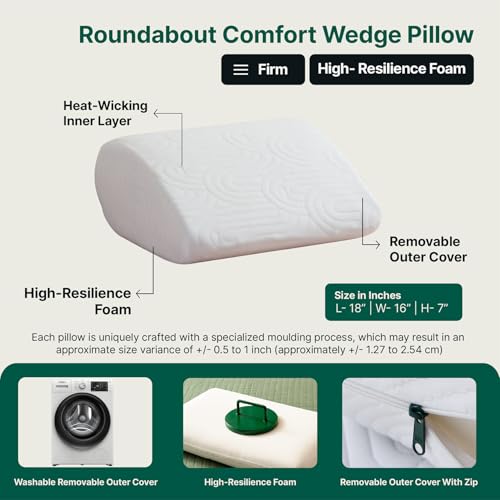 Image of The White Willow Orthopedic Foam Bed Wedge Leg Rest Pillow - Medical-Grade, Firm Support for Acid Reflux, Pregnancy, Anti-Snoring, Reading, Back & Knee Pain Relief, 17 inchx14.8 inchx7 inch, Classic White