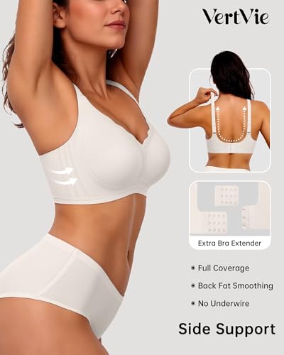 Image of Vertvie Women Seamless Jelly Bras No Underwire Supportive Wireless Push Up Full Coverage Bralette Comfy Scalloped T-Shirt Bra