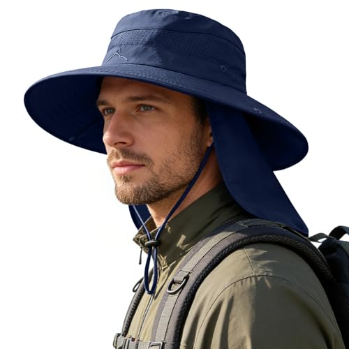Image of Sun Hats for Men Women, UPF 50+ Protection Fishing Hat with Neck Flap