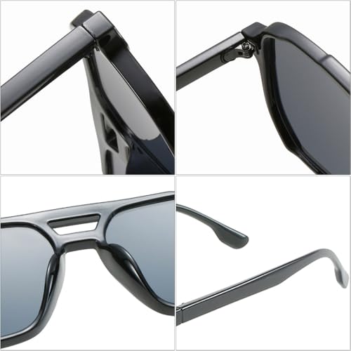 Lunettes de soleil rétro à rivets et finitions double pont en métal