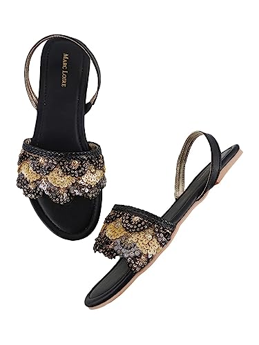 Image of Marc Loire Women's Embroidered and Embellished Flat Fashion Sandals