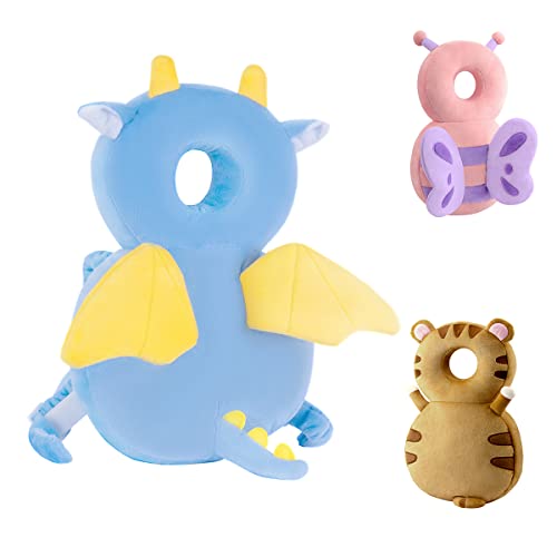 Image of Toddler Baby Head Protection Cushion Backpack Wear,Blue Dinosaur