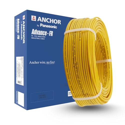 Image of Anchor by Panasonic Penta 1.5 mm PVC Insulated 45 Meter Copper Electric Wire for Home, Industrial and Commercial Connections (Yellow, N-96334YW)
