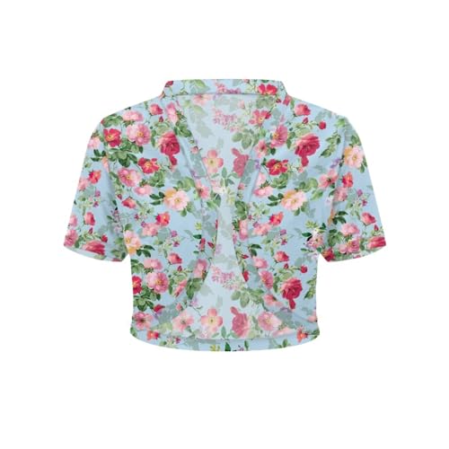 Image of Womens Short Sleeve Cardigans Lightweight Summer Cardigan Trendy Bolero Shrug Cute Floral Cardigan Sheer Bolero