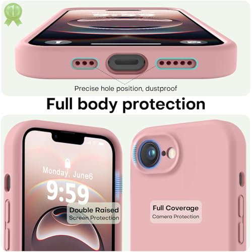 Image of LOVE 3000 Designed for iPhone 16e /17e Case, Premium Silicone with [Soft Anti-Scratch Microfiber Lining] Shockproof Protective Phone Case for Men Women Girls 6.1 inch, Pink Sand