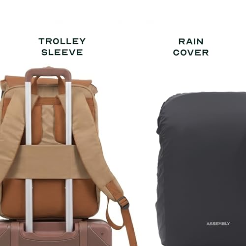 Image of Assembly Arto Laptop Backpack for Men Women 15.6 Inch Quilted Office Travel Bag with Trolley Sleeve Business Travel Bag