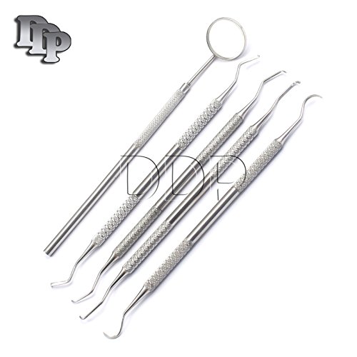 DDP 5PC Assorted Stainless Steel Dental Picks Double END and Mirror