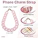 uxcell Phone Wrist Strap, 15 Inch Acrylic Cellphone Chain with Tether Tab, Hands-Free Wristlet Strap for Women Phone Case Accessories, Light Pink