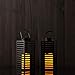 Flameless Black Candle Lanterns with Warm White LEDs, Metal Slat Design, Timer Option and Batteries Included - Set of 2