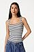 QINSEN Women's Square Neck Sleeveless Double-Layer Tank Tops Basic Tight T Shirts Black Stripe S