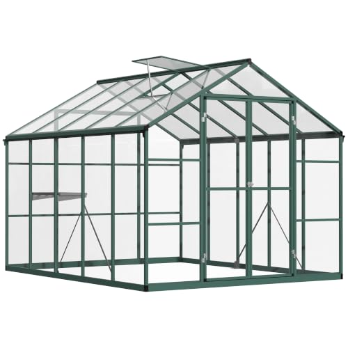 Outsunny Gewächshaus Aluminium Treibhaus mit Dachfenster Tür...