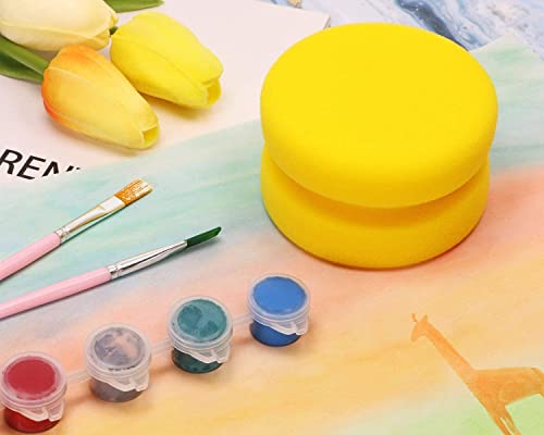Image of KRAFTMASTERS 2PCS Round Painting Sponge for Children W atercolor Oil Painting Art Drawing Craft Clay Pottery Sculpture Cleaning Tool (Yellow Colour)