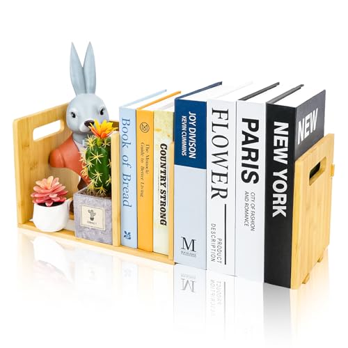 Ampliable Estantería Librería de Sobremesa Ahorro de Espacio, Ajustable Pequeño Estantería de Escritorio con Asa de Transporte para Oficina, Dormitorio, Sala de Estudio(Marrón)