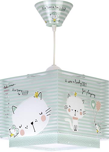 Preisvergleich Produktbild Dalber Kinder Hängelampe Loving Cat Katze tiere, Polypropylen, 60 W, Grün