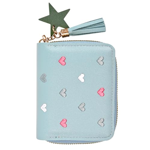 DIPZO Mädchen Geldbörse, süßes kleines Portemonnaie aus PU-Leder, Münztasche mit Reißverschluss und Quaste, Kartenhalter für Mädchen, Damen, Teenager und als Geschenk