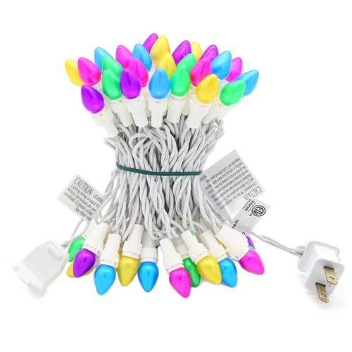 Easter String Lights LED Multi Color Glass C3 Lights 50 Count Easter Pastel Light 120V UL Certified Connectable Outdoor  - Detailed View