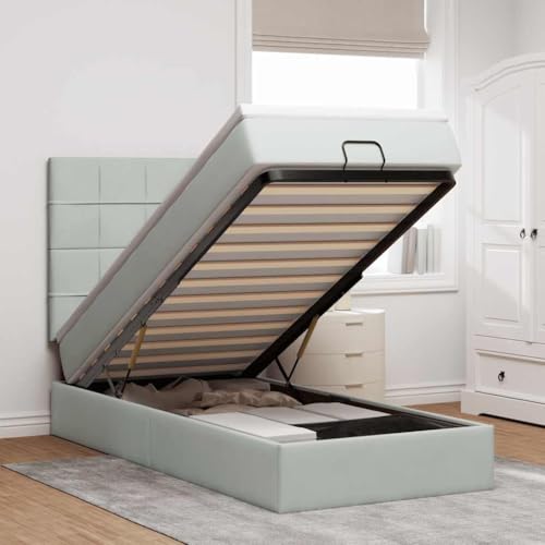 Vetnasa Estructura Cama otomana colchones Gris Claro 90x200cm Mobiliario, Camas y Accesorios, Camas y somieres Gris 66,99 KG