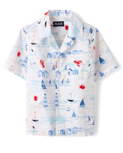 Image of The Children's Place Boys' Short Sleeve Poplin Button Down Shirt