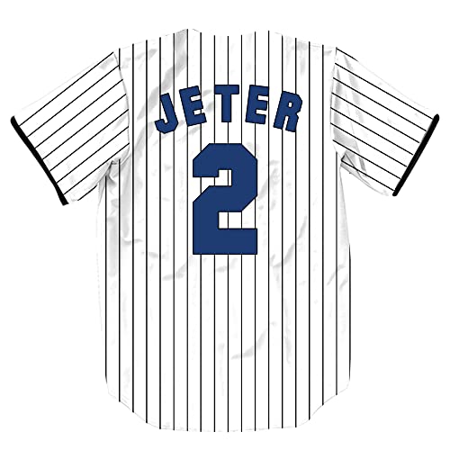 TIFIYA New York Jeter 2 Stripes Baseball Jersey NY Softball Shirts para homens/mulheres/jovens, T190