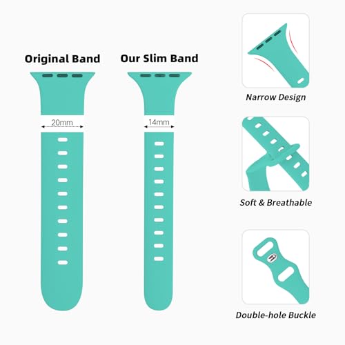 Image of Thin Silicone Band Compatible with Apple Watch 41mm 38mm 40mm 46mm 45mm 42mm 44mm, Slim Narrow Replacement Sport Strap Wristband for iWatch Series 11 10 9 8 7 6 5 4 SE Ultra 3 2 1 Women Men