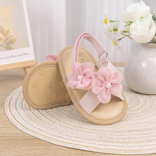 Image of Miamooi Infant Baby Girls Boys Sandals Summer Bowknot Crib Shoes Toddler Pu Leather Flower Soft Rubber Sole Dress Flats First Walker Shoes
