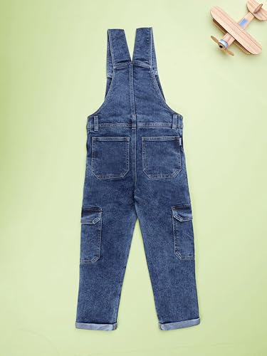 Image of KiddoPanti Unisex Denim Dungaree Pant With Cargo Pockets