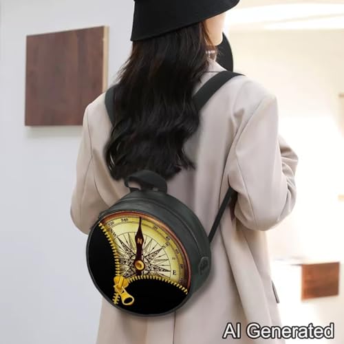 Image of Women Novelty Round Clock Shape Zippered Clock Purses for Women Tote Handbag Shoulder Bag, Gift for Mom Girlfriend