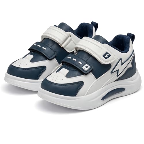 Image of HOOH Kids Athletic Sneakers with Double Hook and Loop Straps Lightweight Shoes with Aesthetic Design for Baby Boys and Girls for Age 12 Months to 9 Years