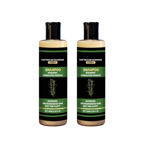 Image of THUIOP Organic Rosemary Hair Growth Shampoo, Rosemary Hydrolyzed Keratin Shampoo for Thinning Hair, Nourishes and Regenerates Hair for Women and Men.100ML*2Pcs