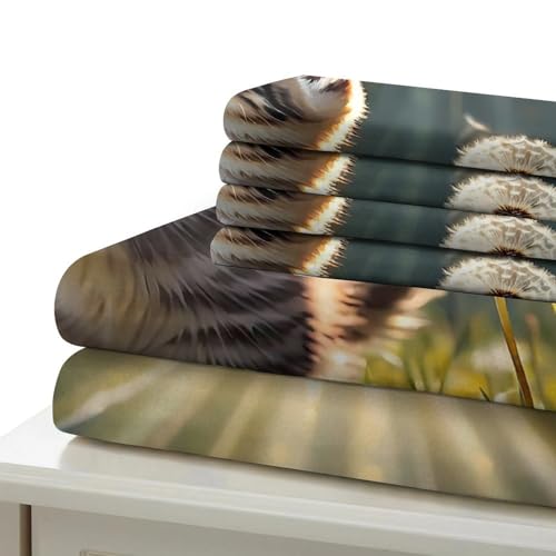 Parure de lit confortable chaton pissenlit pour des nuits douces