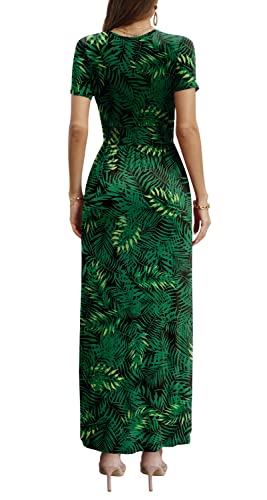 Image of CATHY Maxi Dresses for Women Short Sleeve V-Neck Casual Long Summer Wrap Dress with Pockets
