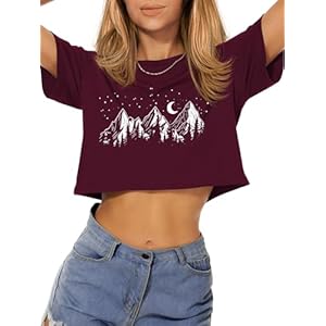 Womens Summer Crop Tops Short Sleeve Round Neck T-Shirts Loose Fit Casual Blouse 2026