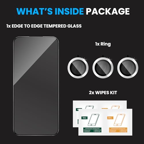 Image of FIRST MART Tempered Glass for Samsung Galaxy A36 5G with Silver Camera Ring Guard & Installation Kit | HD Clear Edge-to-Edge Screen Protector, Scratch Resistant, Case-Friendly | Pack of 1