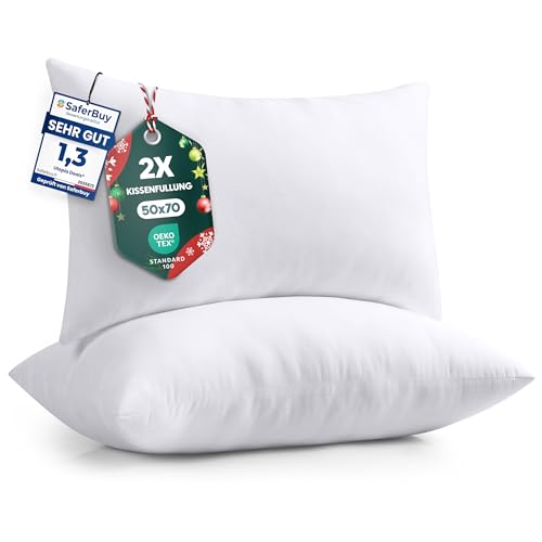 Utopia Bedding 2er Set Kissenfüllung 50 x 70 cm, Innenkissen Füllkissen Kopfkissen Sofakissen (Weiß)