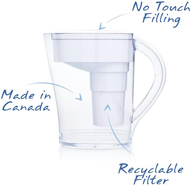 Miniatura 4 de Santevia Mina - Jarra de filtro de agua alcalina y filtro de repuesto individual  Filtro de cloro y plomo  Jarra purificadora de agua  Jarra de