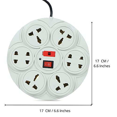 Image of Digiway ABS Round Power Strip 8+1 Extension Cord || Board with Master Switch, Indicator || 8 International sockets || 4-Two Pin Socket, 4-Three Pin Socket || 2 Meter Cord Wire (Beige Pack of 1)