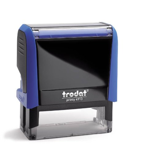 Trodat - Printy 4913 - Custom Stempel mit Wunschtext personalisieren, hier gleich online gestalten Gehäusefarbe blau – Adresstempel - Arztstempel - mit Wunschtext - 58x22 mm - 6 Zeilen