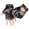 Qaestuan Fingerlose Lederhandschuhe, 13 x 9cm Fingerlose Lederhandschuhe für Damen, PU Leder Autofahrer Handschuhe, Schwarz Punk, für Autofahren, Radfahren, Cosplay und Outdoor Aktivitäten
