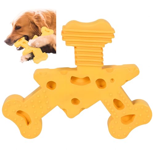 Cheese-Shaped Cheese-Flavored Dog chew Toy is Made from Safe and Biodegradable Nylon Material Providing Your pet with a Tasty and Safe chew Toy thoughtfully Designed to Both Grind and Clean Teeth