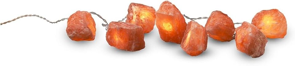 HAF LED Salt Fairy Lights Rock - 8 Handmade Light Elements with LED Chain, Each Unique Natural Salt Crystal for Warm Light, Cosy Decoration and Atmospheric Ambience