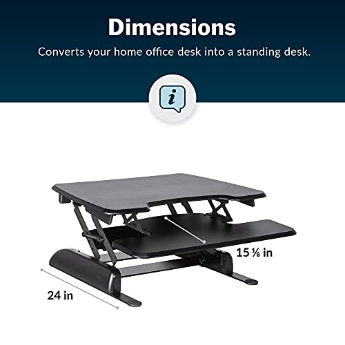 Image of Vari - VariDesk Essential 30 - Two-Tier Standing Desk Converter for Home Office - Adjustable Sit Stand Desk with 11 Height Settings - Standing Desk Riser for Monitor & Accessories - 30 inch Wide, Black