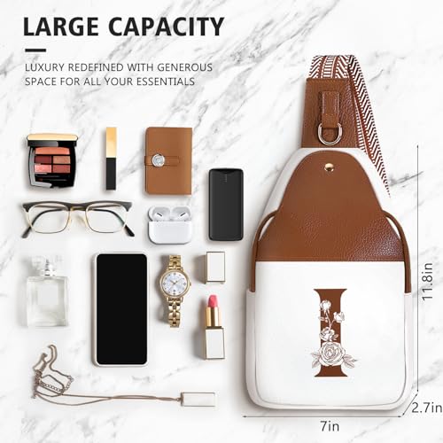 Image of Lizznoe Personalized Crossbody Bag for Women Leather Sling Bags with Initial Letter Chest Bag for Travel, Gift for Mom Wife