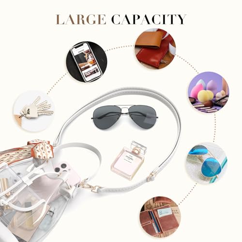 Image of Missnine Clear Bag for Stadium Approved, Clear Crossbody Bucket Bag Transparent PVC Purse for Women, Concert Stadium Events