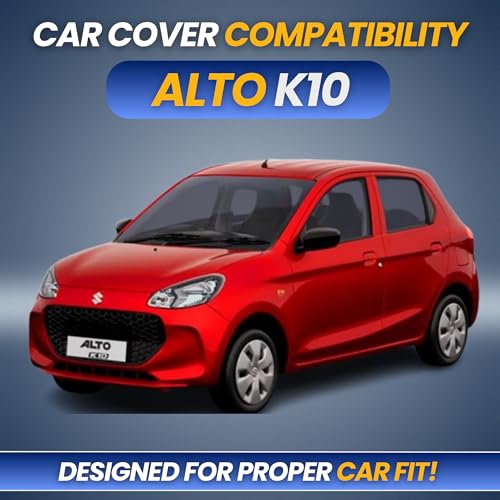 Image of Car Cover for Maruti Suzuki Alto K10 2022-2026 |100% Waterproof Heavy-Duty 3-Layer Car Body Cover |All-Weather Rain, UV, Heat & Dust Protection |Custom Fit |Mirror & Antenna Pockets |Navy Blue