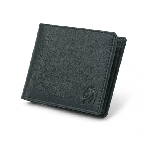 Image of VEMILIO Men's Vegan Leather Wallet with Coin Pocket | Slim Bifold Wallet for Men | 2 Cash Compartments | 3 Card Slots & 2 Hidden Pockets | Stylish Wallet for Daily Use & Gifting (Green)