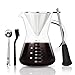 ISKM Manuell Pour Over Kaffeebereiter Kaffeekanne Kaffeezubereiter Kaffeemaschine Karaffe Kaffeefilter Pressfilterkanne Borosilikatglas mit Dauerfilter aus Edelstahl (800ml2)